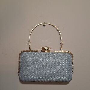 Elegant Uborse Light Blue Shimmering Evening Clutch